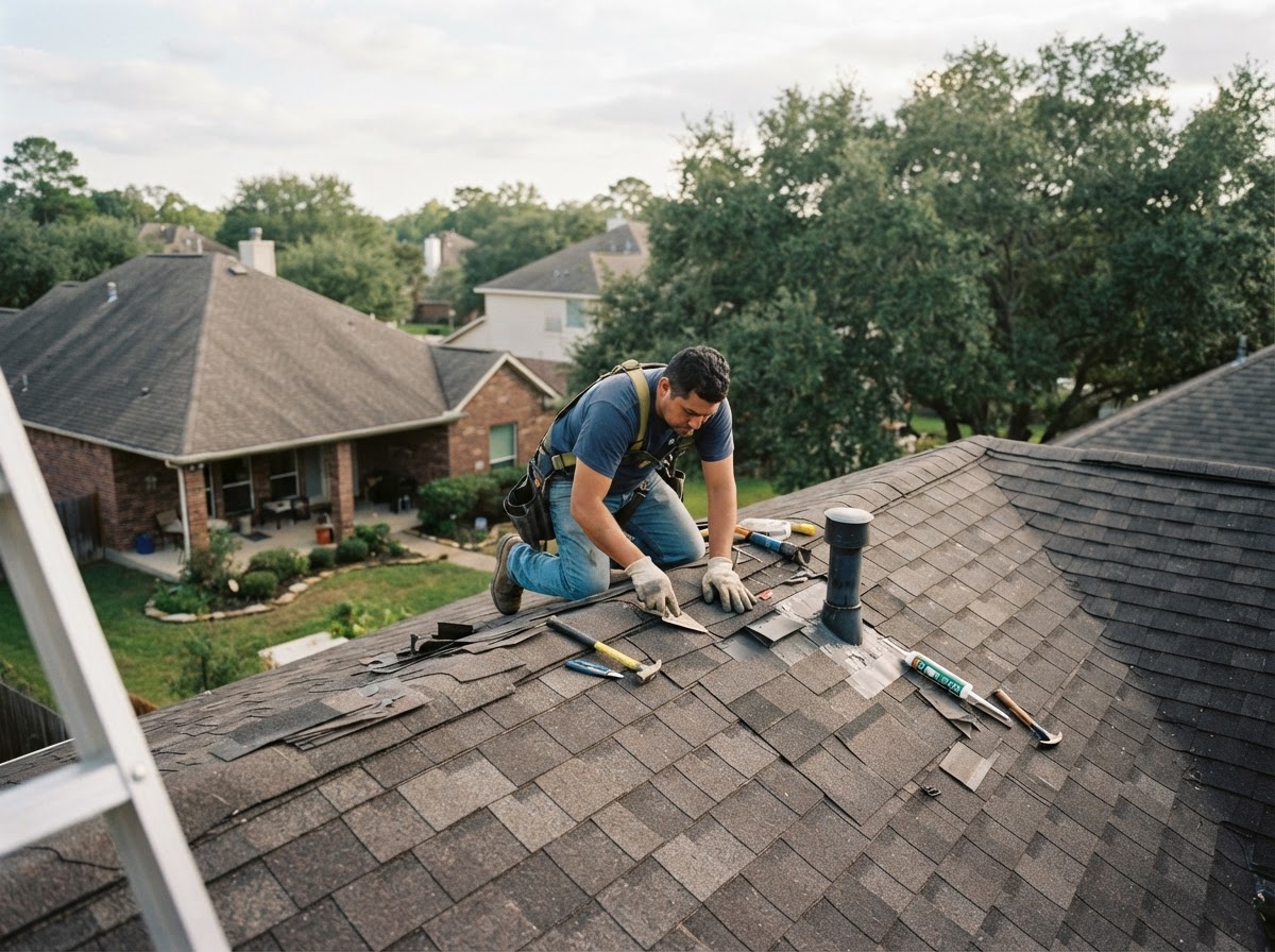 roof leak repair in Willis