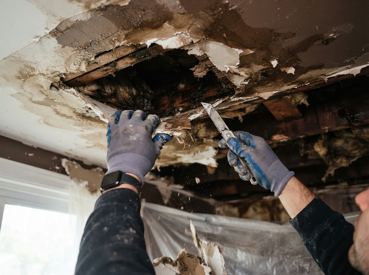 Ceiling Water Damage From Roof Leak in Conroe