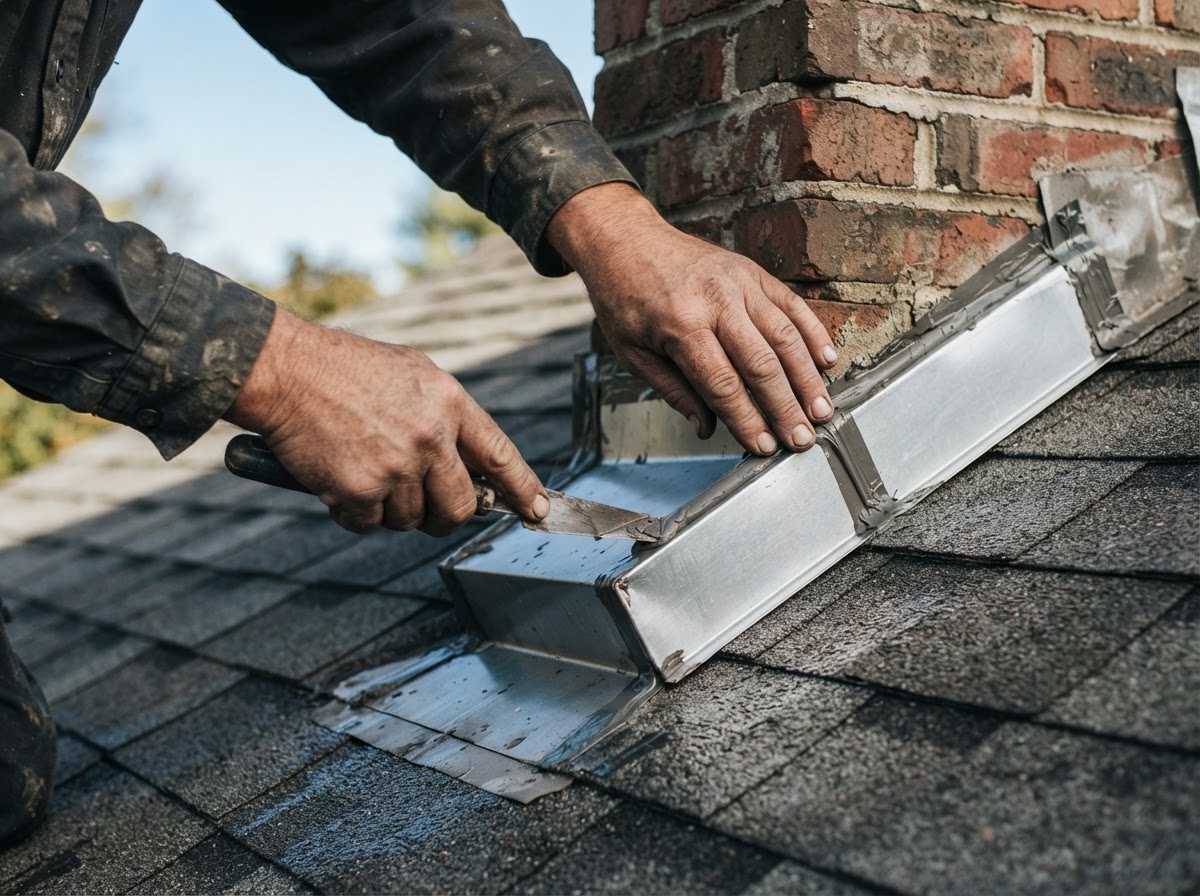 Chimney Flashing Leak Repair in Conroe
